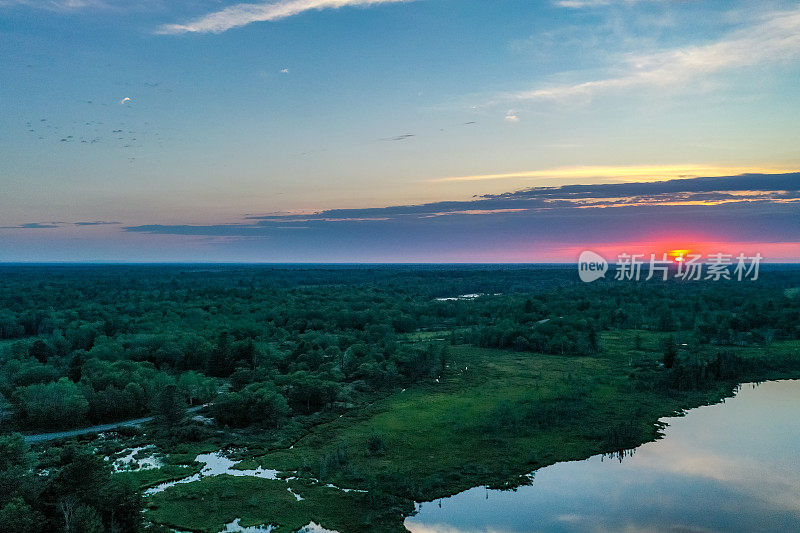 黄昏时的Muskoka Torrance Barrens Dark-Sky保护区，Gravenhurst，加拿大